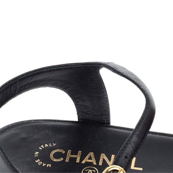 Chanel Women's Chain Ankle Strap Sandals Leather Black - Picture 5 of 5